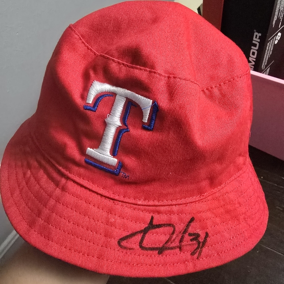 Red Bucket Hat with Embroidered T Logo - Picture 1 of 4